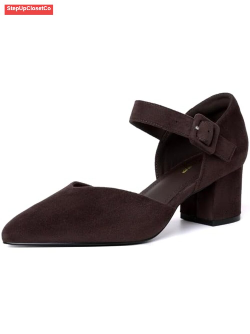 Pointed Toe Kitten Heel Ankle Strap Mary Jane Pumps for Wedding Work Church